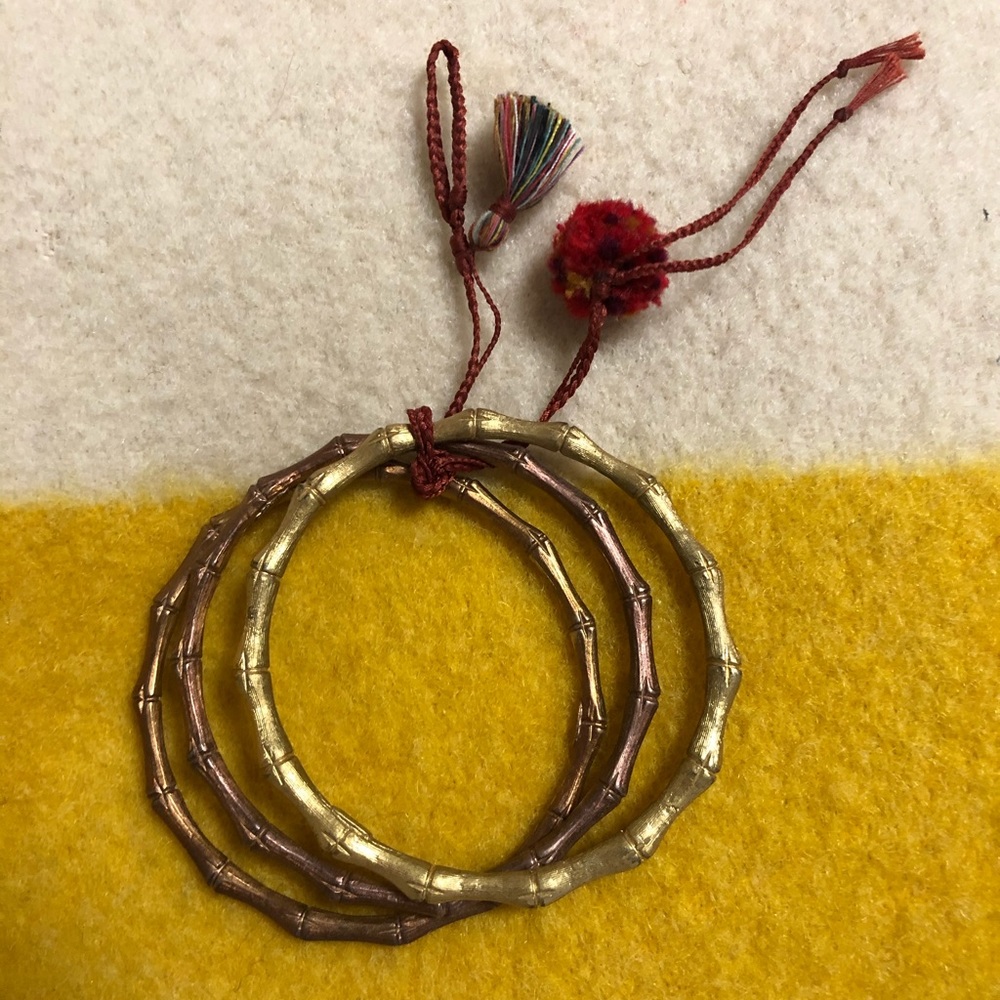 Vintage gold and bronze bamboo bangles
